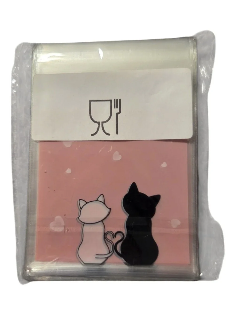 100-Pack Pink Decorative Clear Treat Bags with Cute Kitty Silhouette, NEW